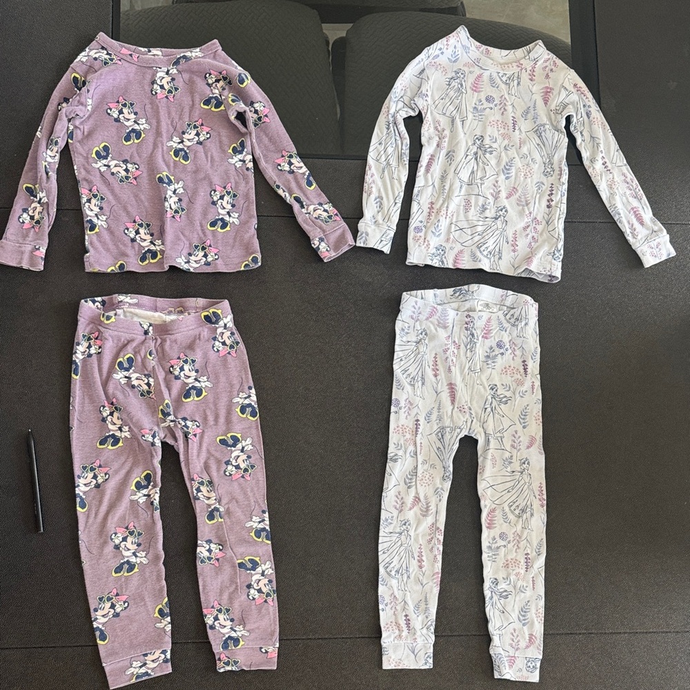 Kids Girls Disney Gap Pajama Sets - Purple Minnie Mouse and Light Blue Frozen